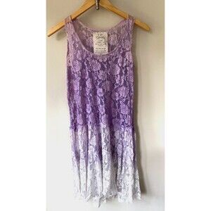 Free People FP One Sheer Floral Lace Slip Sleeveless Dress Size XS Purple Ombre
